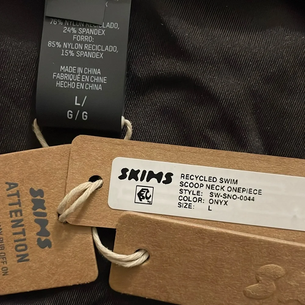 NWT Skims Recycled Swimsuit Scoop Neck One Piece in Onyx Color Size L